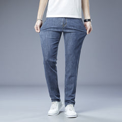 Men's Elastic Loose Soft Ice Silk Slim Straight Casual Jeans