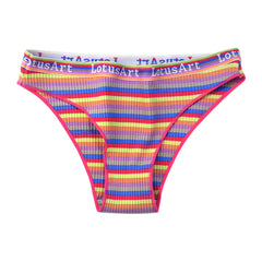 Low Waist Sexy Large Size Colorful Striped Cotton Briefs