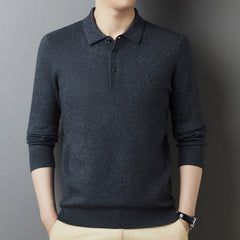 Men's Winter Pure Wool Lapel Thickened Casual Warm Sweater