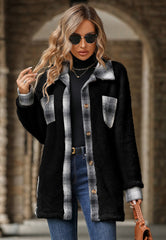 New Winter Style Lapel Long Plaid Plush Coat