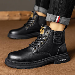 Men's Winter Plush Genuine Leather Martin Boots