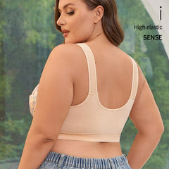 Oversized Wire-Free Printed Front-Button Bra