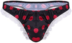 Men's Satin Polka Dot Lace Thong