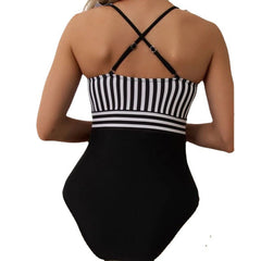 New V-neck wide strap sexy one-piece swimsuit