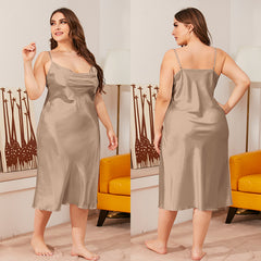 Ladies Loose Plus Size Suspender Nightdress Home Wear