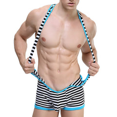 Men's Striped Hip-revealing One-piece Sexy Briefs