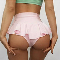 Slim Fit Ruffled Butt Lifting Stretch Shorts