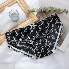 Ice Silk Letter Print Ruffled Seamless Briefs