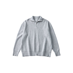 Loose fit half-zip lapel polo sweater
