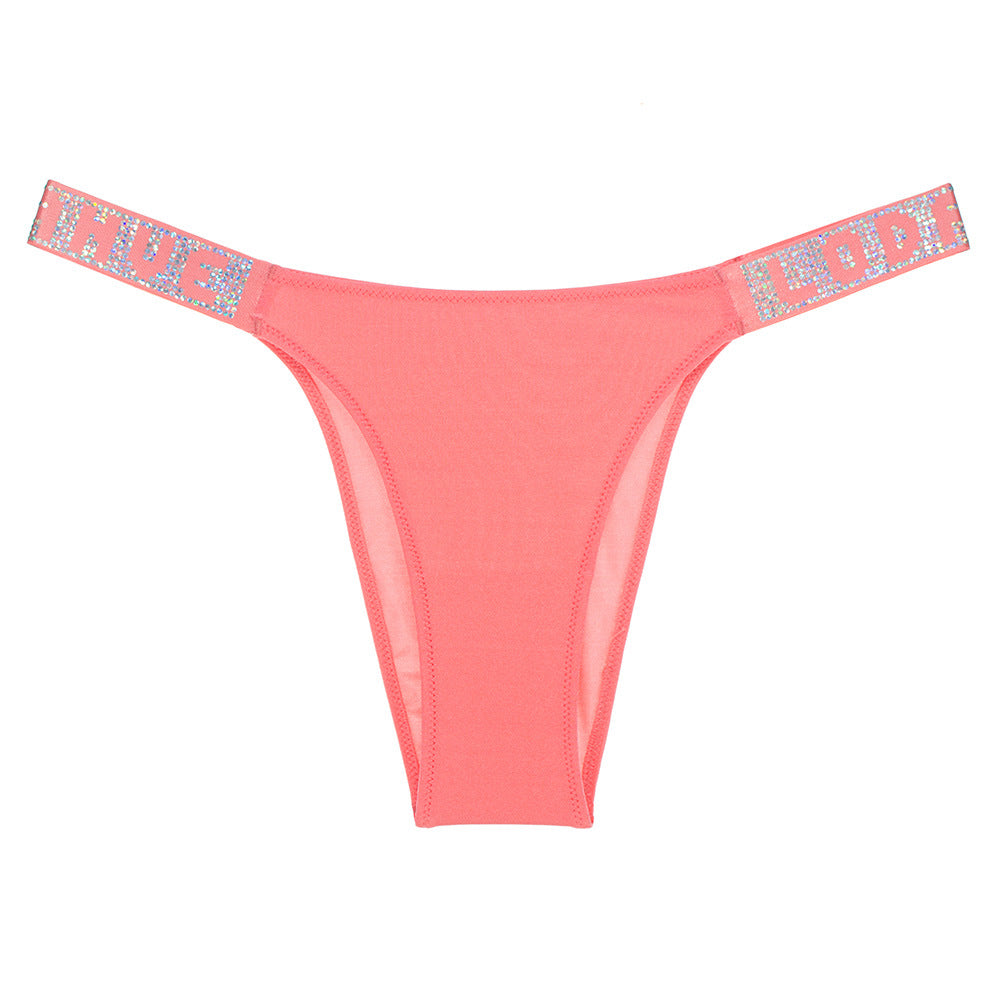 Solid color low waist hip-covering thong