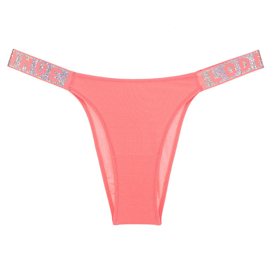 Solid color low waist hip-covering thong