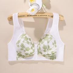 No-rim vest style gold-edged lace front buckle bra