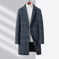 Men's High-end Plaid Woolen Coat