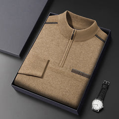 Men's Half Turtle Collar Zip Warm Knitted Wool Sweater
