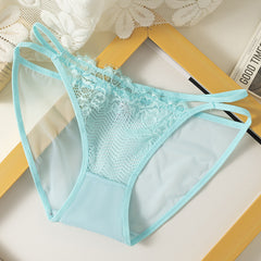 Lace Splicing Mesh Comfortable High Elastic Low Waist Briefs