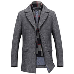 Men's Casual Business Cotton Woolen Coat