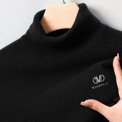 Men's High Collar Warm Jacquard Casual High-end Wool Sweater
