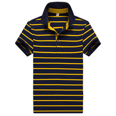 Men's Casual Short-sleeved Knitted Striped POLO Shirt