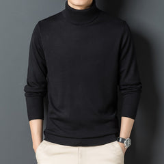 Men's Pure Wool High Collar Knitted Sweater