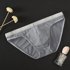Men's Mesh Low Waist Sexy Ice Silk Briefs