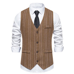New Men's Striped Retro Business Casual Professional Vest