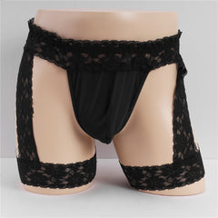 Men's Lace Sexy Suspenders Transparent Thong