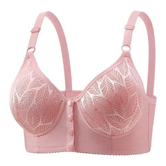 Large size front button non-wired jacquard bra