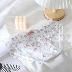 Transparent Mesh Sexy High Elastic Ruffled Low Waist Briefs