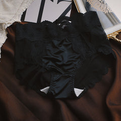 Satin Lace Breathable Mesh Briefs