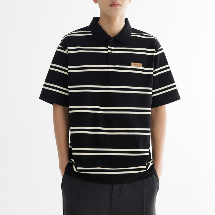 Men's Anti-Wrinkle Memory Foam Striped Polo Shirt