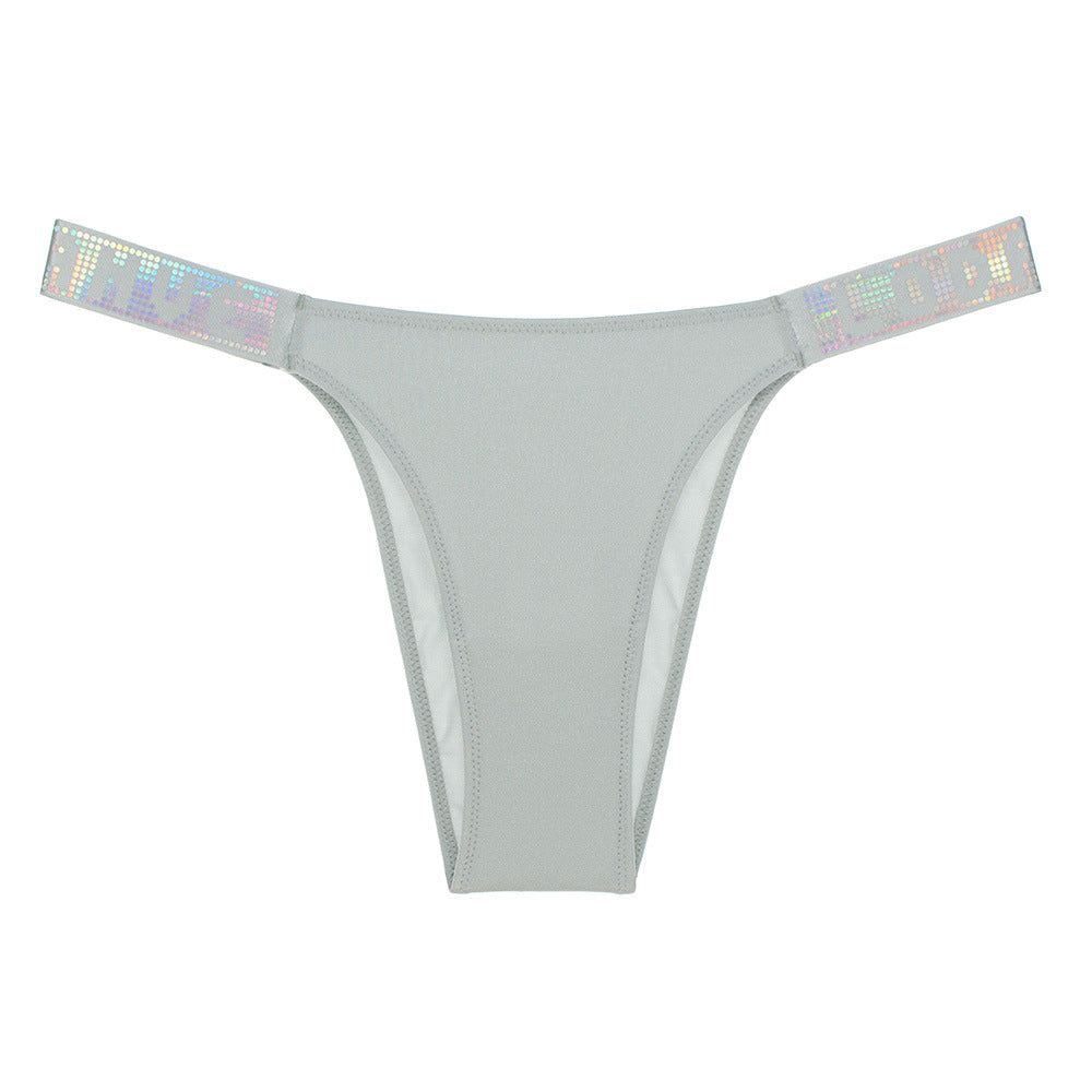 Solid color low waist hip-covering thong