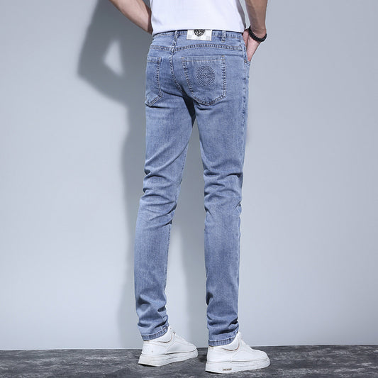 Men's New High-end Fashion Embroidered Stretch Jeans