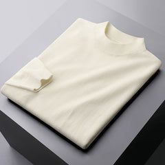 Men's 100% Pure Wool Business Casual High-end Warm Half Turtleneck Sweater