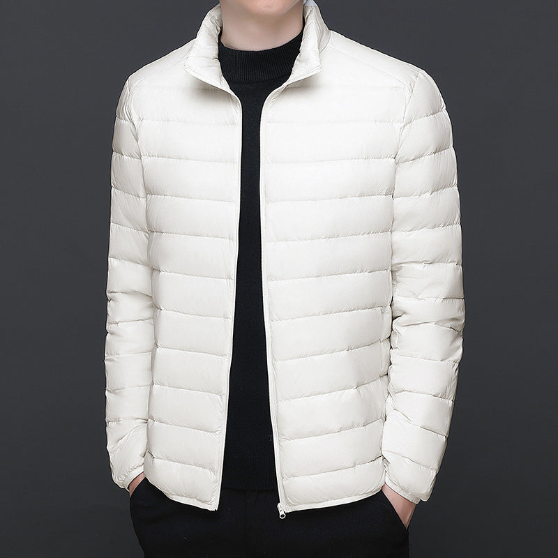 Lightweight warm solid color down jacket