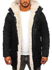 Thick Warm Leather Hooded Jacket
