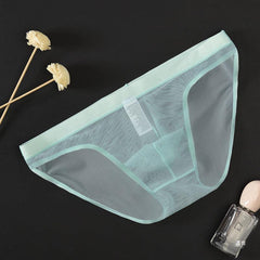 Men's Mesh Low Waist Sexy Ice Silk Briefs