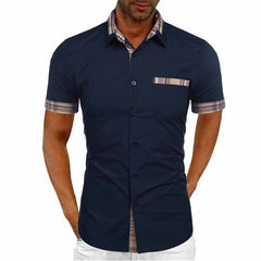 2023 Men's Summer Solid Color Plus Size Short-sleeved Shirt