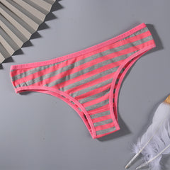 Simple Breathable Striped Low-waist Briefs