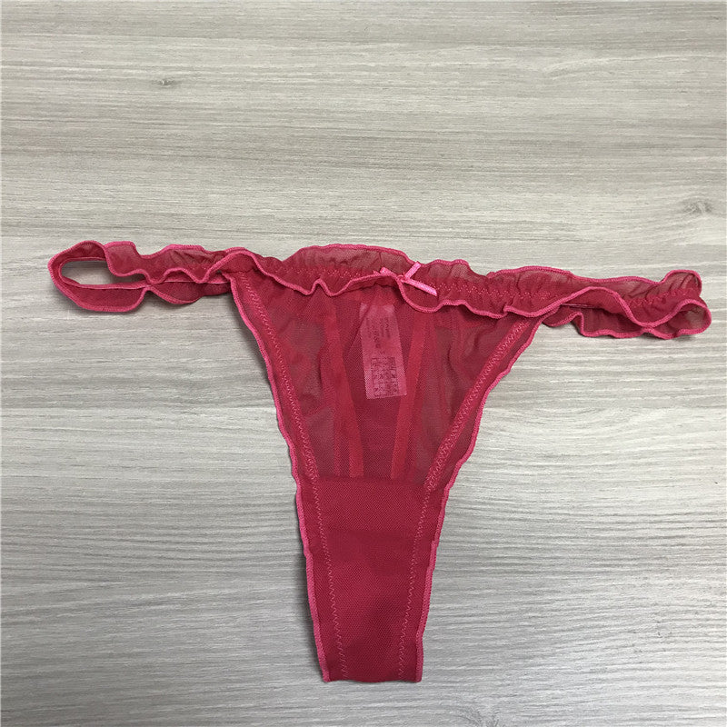 Large Size Sheer Mesh Ruffled Thong