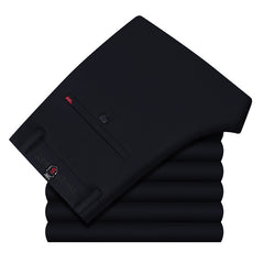Men's Thickened High Waist Elastic Straight Warm Non-iron Casual Pants
