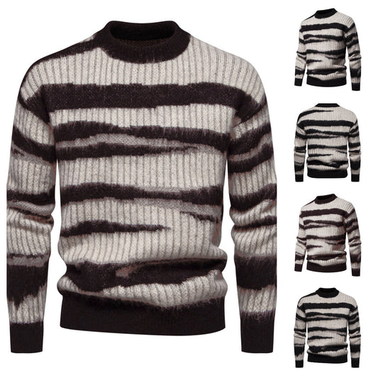 Men's Fashion Casual Round Neck Printed Pullover Sweater