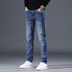 Men's Commuting Loose and Versatile Fashionable Straight Stretch Jeans