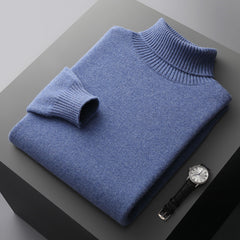 Men's 100% Wool Casual Thick Warm High Collar Sweater