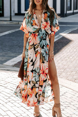 New sexy high waist fashion print slit dress