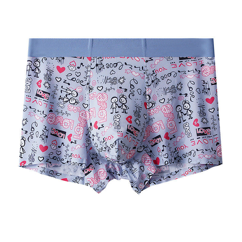 Men's Ice Silk Printed Breathable Antibacterial Boxers