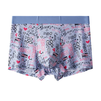 Men's Ice Silk Printed Breathable Antibacterial Boxers