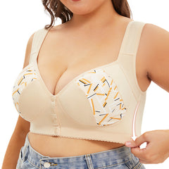 Popular large cup vest front buckle printed bra