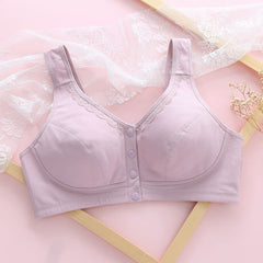 New lace trim comfortable front button bra