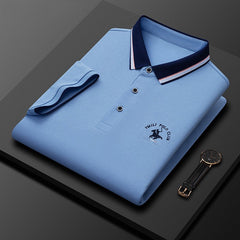 New Pure Cotton Casual Fashion Business Lapel Embroidered Polo Shirt