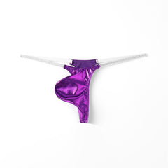Men's Low Rise Sexy Shiny Leather Thong